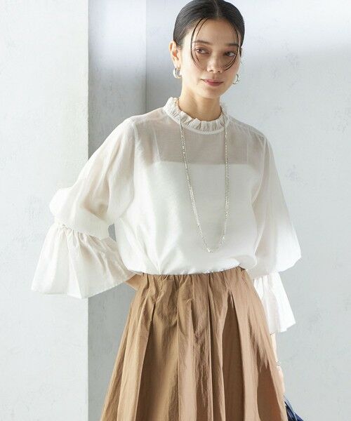 SHIPS / シップス シャツ・ブラウス | 〈手洗い可能〉シルク混 シャイニー フリル スリーブ ブラウス | 詳細8