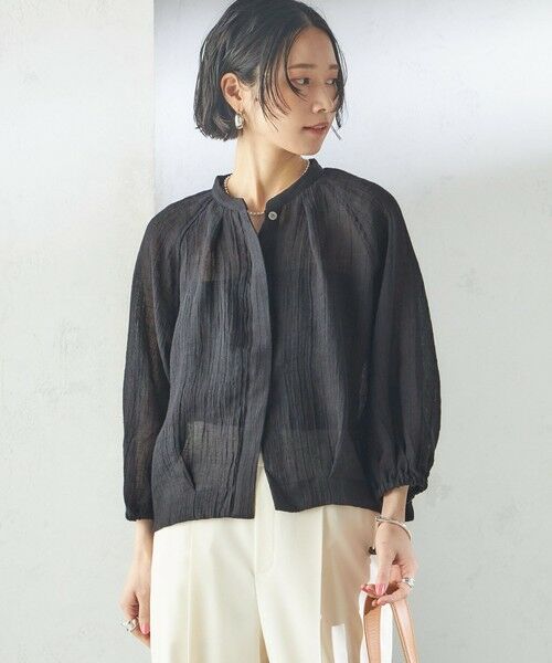 SHIPS for women/シップスウィメン 【SHIPS別注】assiette:〈手洗い可能〉クリンクル リネン 羽織 ブラウス ブラック ONE SIZE SHIPS for women/シップスウィメン 【SHIPS別注】assiette:〈手洗い可能〉クリンクル リネン 羽織 ブラウス ブラック ONE SIZE
