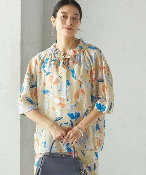 SHIPS / シップス シャツ・ブラウス | IPEKER 花柄 フリル ネック リボン 半袖 ブラウス | 詳細11