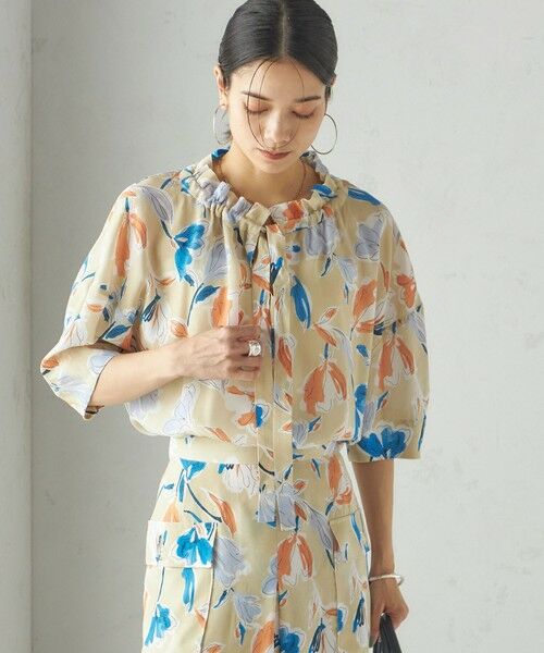 SHIPS / シップス シャツ・ブラウス | IPEKER 花柄 フリル ネック リボン 半袖 ブラウス | 詳細18