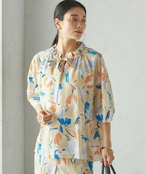SHIPS / シップス シャツ・ブラウス | IPEKER 花柄 フリル ネック リボン 半袖 ブラウス | 詳細7
