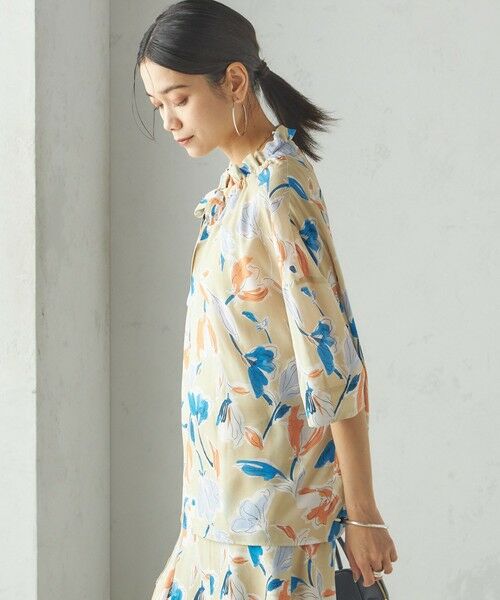 SHIPS / シップス シャツ・ブラウス | IPEKER 花柄 フリル ネック リボン 半袖 ブラウス | 詳細8