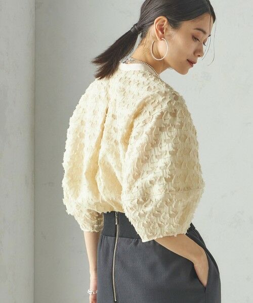 SHIPS for women/シップスウィメン 〈手洗い可能〉幾何柄 カット ジャカード ブラウス クリーム ONE SIZE SHIPS for women/シップスウィメン 〈手洗い可能〉幾何柄 カット ジャカード ブラウス クリーム ONE SIZE