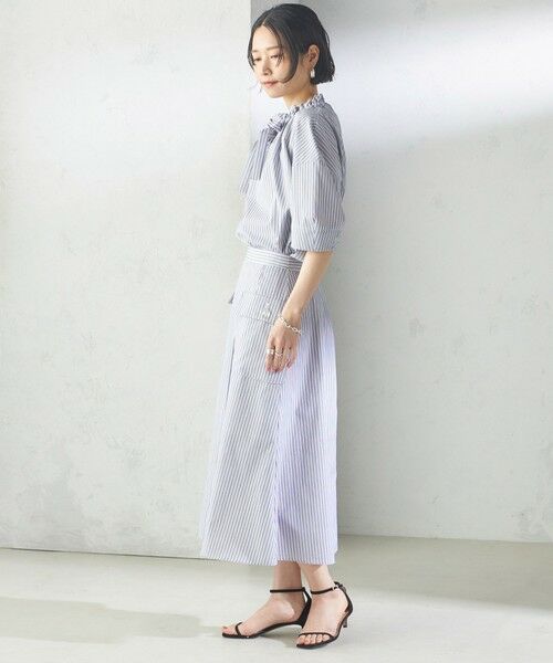 SHIPS / シップス シャツ・ブラウス | 〈手洗い可能〉ストライプ フリル ネック リボン 半袖 ブラウス | 詳細3