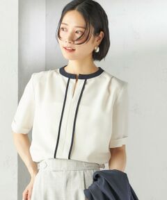 SHIPS / シップス シャツ・ブラウス | 〈手洗い可能〉パイピング キーネック 半袖 ブラウス