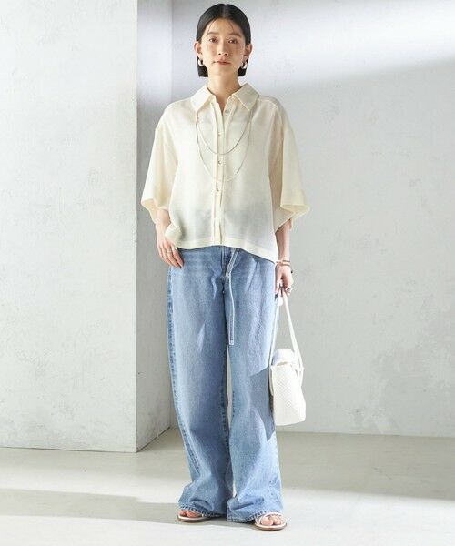 SHIPS / シップス シャツ・ブラウス | 〈手洗い可能〉麻調 メッシュ 半袖 ビッグ シャツ | 詳細1