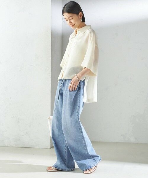 SHIPS / シップス シャツ・ブラウス | 〈手洗い可能〉麻調 メッシュ 半袖 ビッグ シャツ | 詳細2