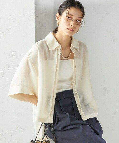 SHIPS / シップス シャツ・ブラウス | 〈手洗い可能〉麻調 メッシュ 半袖 ビッグ シャツ | 詳細21