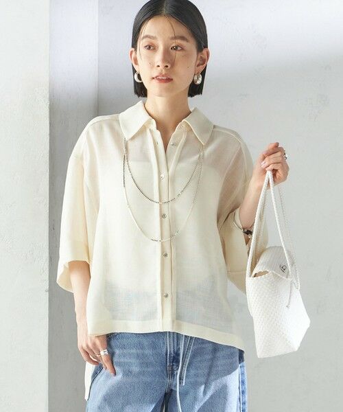 SHIPS / シップス シャツ・ブラウス | 〈手洗い可能〉麻調 メッシュ 半袖 ビッグ シャツ | 詳細5