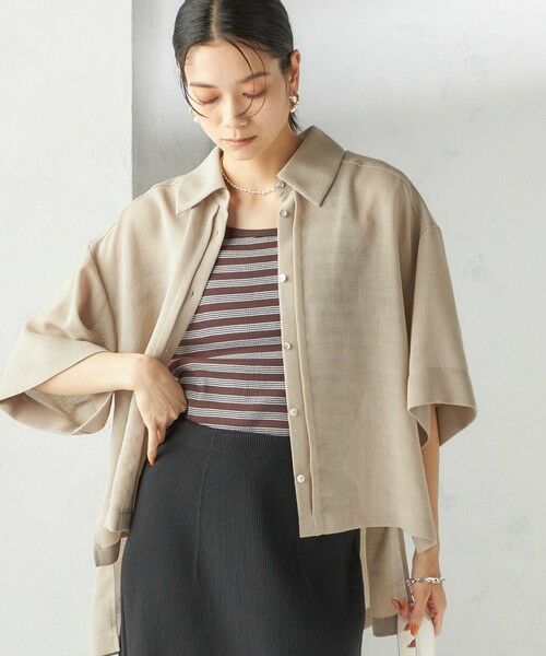 SHIPS for women/シップスウィメン 《予約》〈手洗い可能〉麻調 メッシュ 半袖 ビッグ シャツ ベージュ ONE SIZE SHIPS for women/シップスウィメン 《予約》〈手洗い可能〉麻調 メッシュ 半袖 ビッグ シャツ ベージュ ONE SIZE