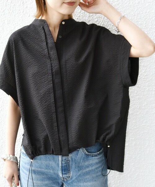 SHIPS for women/シップスウィメン 《予約》〈手洗い可能〉サッカー 裾 ドロスト ドルマン ブラウス ブラック ONE SIZE SHIPS for women/シップスウィメン 《予約》〈手洗い可能〉サッカー 裾 ドロスト ドルマン ブラウス ブラック ONE SIZE