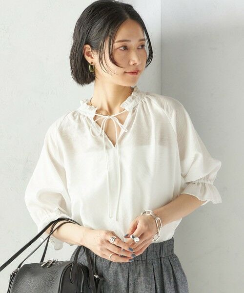 SHIPS / シップス シャツ・ブラウス | 〈洗濯機可能〉前後 2WAY フリル リボン シアー ブラウス | 詳細12