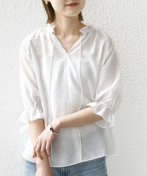 SHIPS / シップス シャツ・ブラウス | 〈洗濯機可能〉前後 2WAY フリル リボン シアー ブラウス | 詳細16