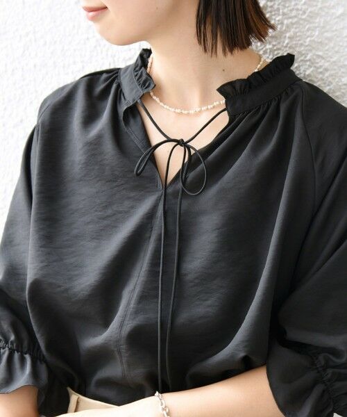 SHIPS for women/シップスウィメン 〈洗濯機可能〉前後 2WAY フリル リボン シアー ブラウス ブラック ONE SIZE SHIPS for women/シップスウィメン 〈洗濯機可能〉前後 2WAY フリル リボン シアー ブラウス ブラック ONE SIZE