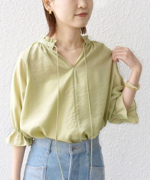 SHIPS for women/シップスウィメン 〈洗濯機可能〉前後 2WAY フリル リボン シアー ブラウス ライトグリーン ONE SIZE SHIPS for women/シップスウィメン 〈洗濯機可能〉前後 2WAY フリル リボン シアー ブラウス ライトグリーン ONE SIZE