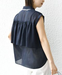 SHIPS / シップス シャツ・ブラウス | 【WEB限定】〈洗濯機可能〉シアー リネンライク バック フリル ブラウス