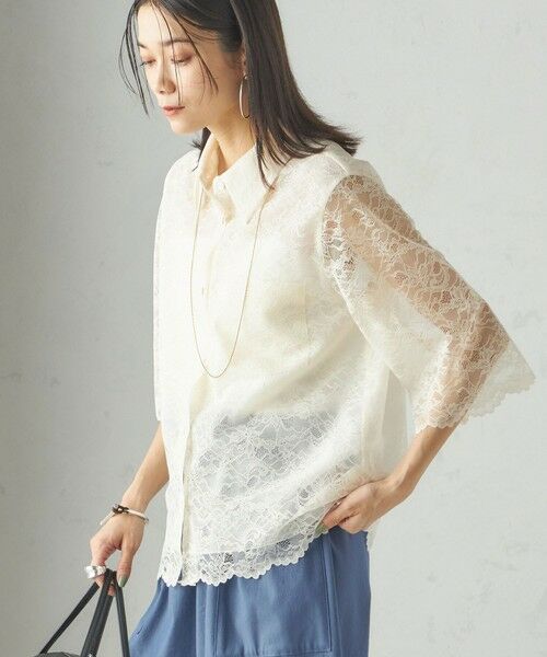 SHIPS for women/シップスウィメン 〈手洗い可能〉ラッセル レース シャツ オフホワイト ONE SIZE SHIPS for women/シップスウィメン 〈手洗い可能〉ラッセル レース シャツ オフホワイト ONE SIZE