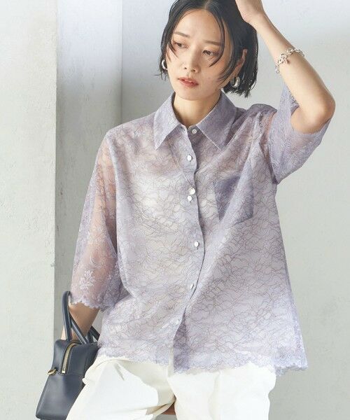 SHIPS for women/シップスウィメン 〈手洗い可能〉ラッセル レース シャツ サックスブルー ONE SIZE SHIPS for women/シップスウィメン 〈手洗い可能〉ラッセル レース シャツ サックスブルー ONE SIZE