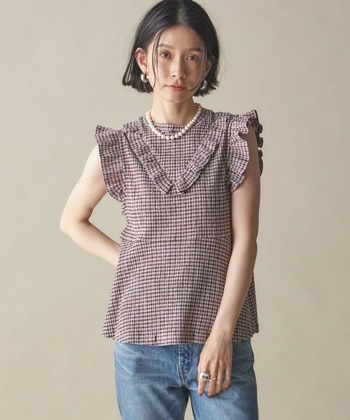 SHIPS for women/シップスウィメン NINE CASE:〈手洗い可能〉フリル ノースリーブ トップス ワイン ONE SIZE SHIPS for women/シップスウィメン NINE CASE:〈手洗い可能〉フリル ノースリーブ トップス ワイン ONE SIZE