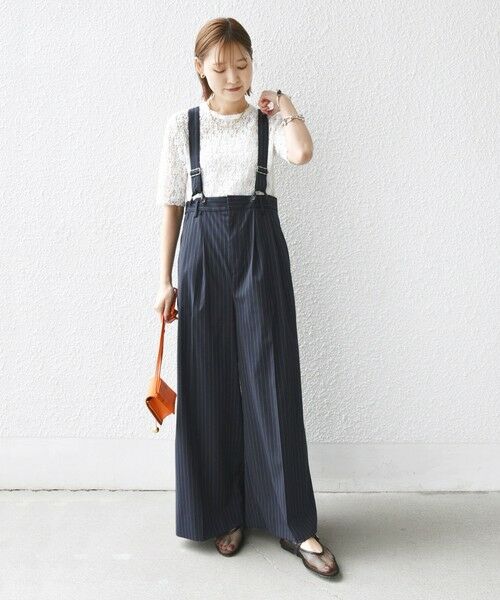 SHIPS / シップス Tシャツ | 〈手洗い可能〉ラッセル レース クルーネック 5分袖 カットソー | 詳細1