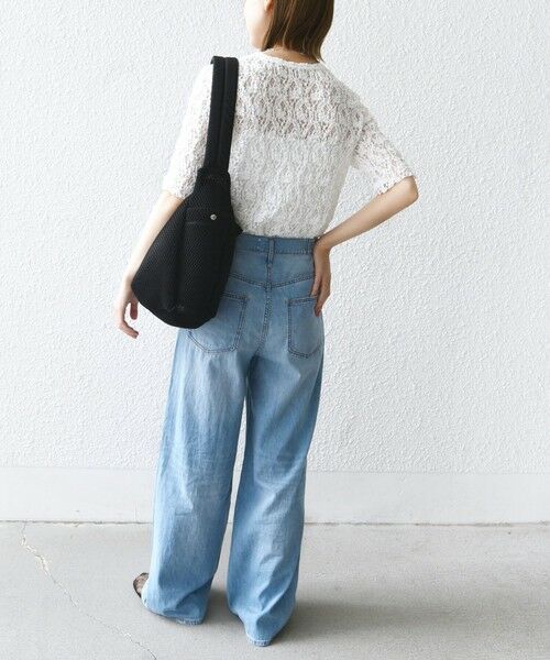 SHIPS / シップス Tシャツ | 〈手洗い可能〉ラッセル レース クルーネック 5分袖 カットソー | 詳細10