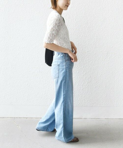 SHIPS / シップス Tシャツ | 〈手洗い可能〉ラッセル レース クルーネック 5分袖 カットソー | 詳細11