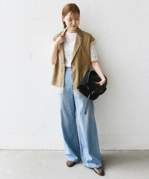 SHIPS / シップス Tシャツ | 〈手洗い可能〉ラッセル レース クルーネック 5分袖 カットソー | 詳細19