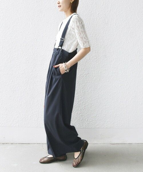 SHIPS / シップス Tシャツ | 〈手洗い可能〉ラッセル レース クルーネック 5分袖 カットソー | 詳細2