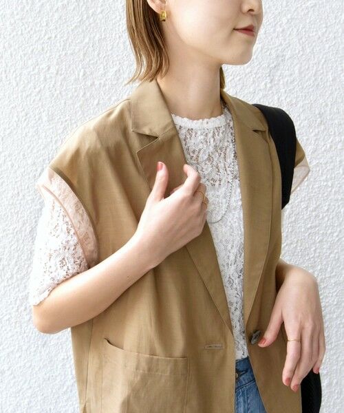 SHIPS / シップス Tシャツ | 〈手洗い可能〉ラッセル レース クルーネック 5分袖 カットソー | 詳細21