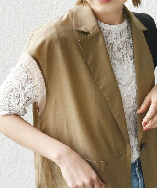 SHIPS / シップス Tシャツ | 〈手洗い可能〉ラッセル レース クルーネック 5分袖 カットソー | 詳細22