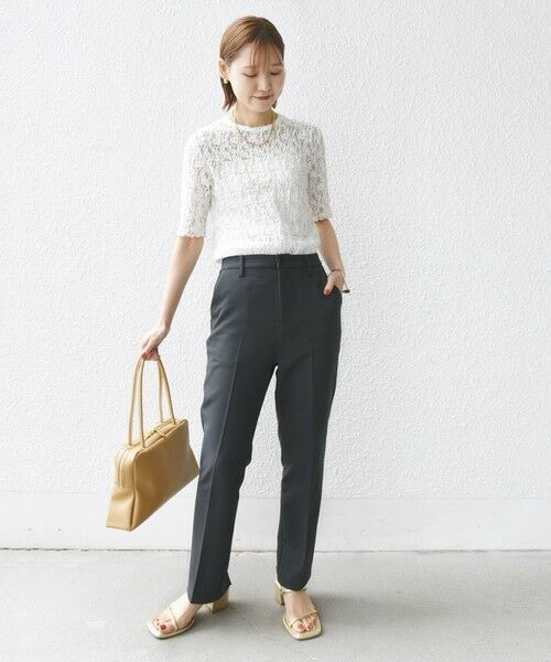 SHIPS / シップス Tシャツ | 〈手洗い可能〉ラッセル レース クルーネック 5分袖 カットソー | 詳細23