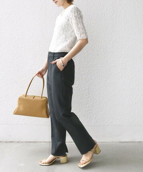 SHIPS / シップス Tシャツ | 〈手洗い可能〉ラッセル レース クルーネック 5分袖 カットソー | 詳細24