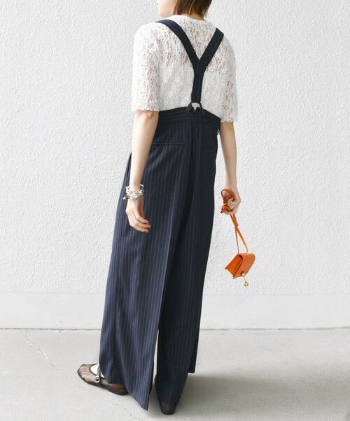 SHIPS / シップス Tシャツ | 〈手洗い可能〉ラッセル レース クルーネック 5分袖 カットソー | 詳細3