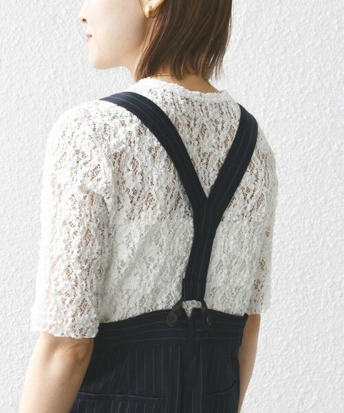 SHIPS / シップス Tシャツ | 〈手洗い可能〉ラッセル レース クルーネック 5分袖 カットソー | 詳細6