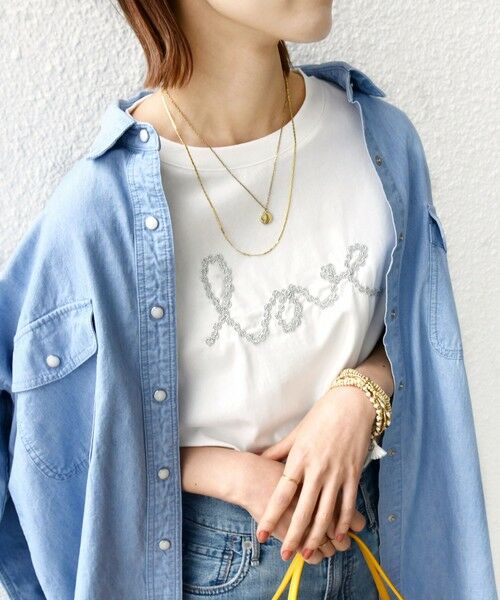 SHIPS for women / シップスウィメン Tシャツ | 【WEB限定】ファンシー コード 刺繍 ロゴ TEE | 詳細21