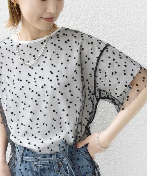 【シップス　ウィメン】【WEB限定】スター チュール レイヤード TEE SHIPS 【シップス ウィメン】【WEB限定】スター チュール