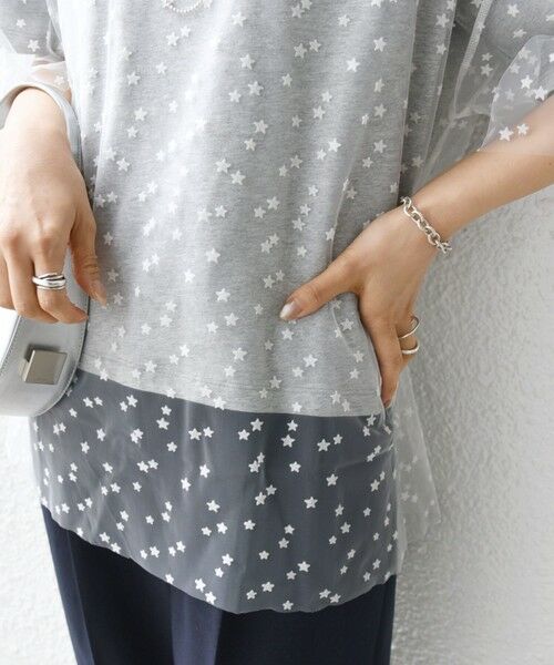 SHIPS for women/シップスウィメン 【WEB限定】スター チュール レイヤード TEE グレー ONE SIZE SHIPS for women/シップスウィメン 【WEB限定】スター チュール レイヤード TEE グレー ONE SIZE