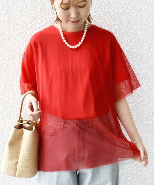 SHIPS for women/シップスウィメン 【WEB限定】スター チュール レイヤード TEE レッド ONE SIZE SHIPS for women/シップスウィメン 【WEB限定】スター チュール レイヤード TEE レッド ONE SIZE