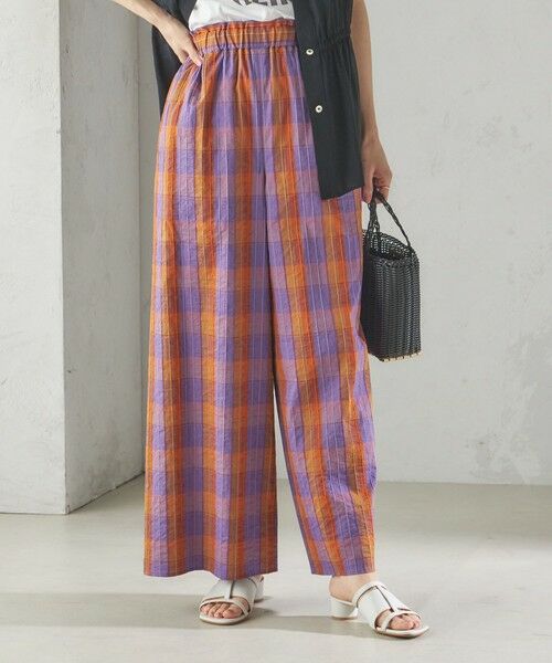 SHIPS for women/シップスウィメン 〈手洗い可能〉DEVEAUX マドラス チェック ギャザー パンツ オレンジ ONE SIZE SHIPS for women/シップスウィメン 〈手洗い可能〉DEVEAUX マドラス チェック ギャザー パンツ オレンジ ONE SIZE