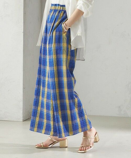 SHIPS for women/シップスウィメン 〈手洗い可能〉DEVEAUX マドラス チェック ギャザー パンツ ブルー ONE SIZE SHIPS for women/シップスウィメン 〈手洗い可能〉DEVEAUX マドラス チェック ギャザー パンツ ブルー ONE SIZE