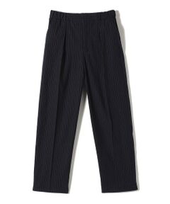 SHIPS / シップス スラックス・ドレスパンツ | SHIPS Primary Navy Label:麻混 ストライプ ストレッチ テーパード パンツ