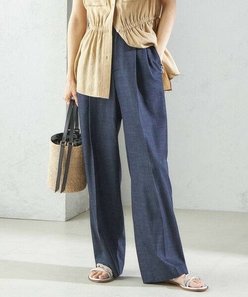 SHIPS for women/シップスウィメン 〈手洗い可能〉デニムライク 2タック ワイド パンツ ネイビー 38 SHIPS for women/シップスウィメン 〈手洗い可能〉デニムライク 2タック ワイド パンツ ネイビー 38