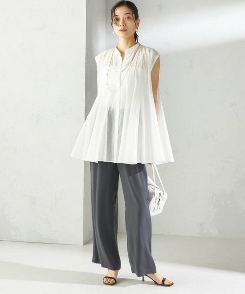 SHIPS / シップス その他パンツ | 〈接触冷感 / 手洗い可能〉アセテート混 バック サテン ワイド パンツ | 詳細1