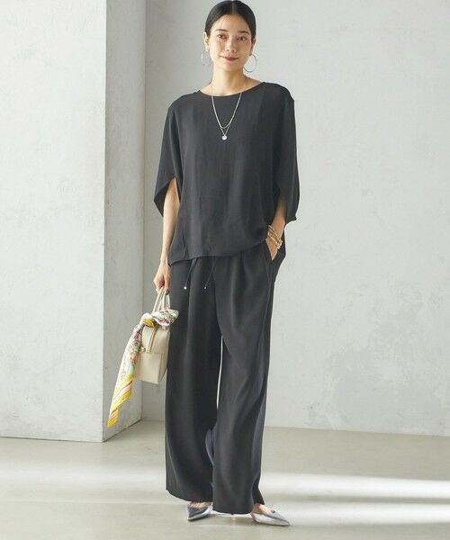 SHIPS / シップス その他パンツ | 〈接触冷感 / 手洗い可能〉アセテート混 バック サテン ワイド パンツ | 詳細30