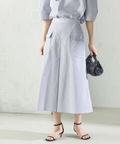SHIPS / シップス ロング・マキシ丈スカート | 〈手洗い可能〉ストライプ フロント ポケット フレア スカート