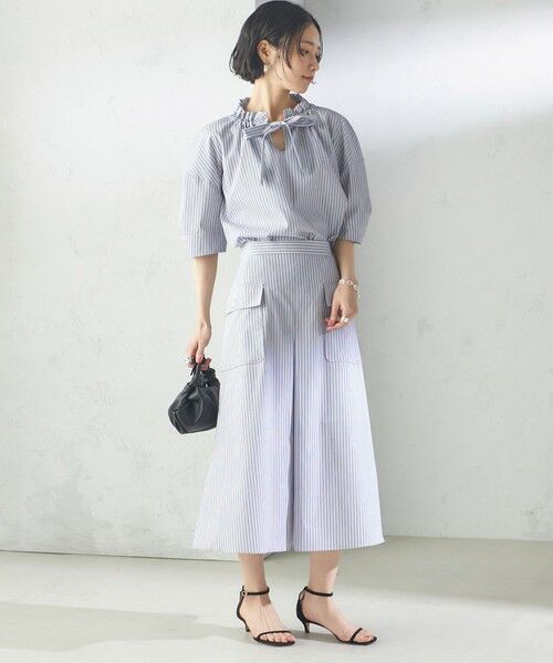 SHIPS / シップス ロング・マキシ丈スカート | 〈手洗い可能〉ストライプ フロント ポケット フレア スカート | 詳細1