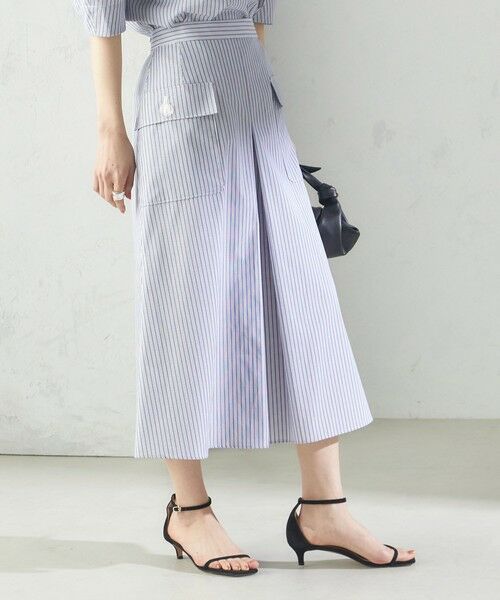 SHIPS / シップス ロング・マキシ丈スカート | 〈手洗い可能〉ストライプ フロント ポケット フレア スカート | 詳細11
