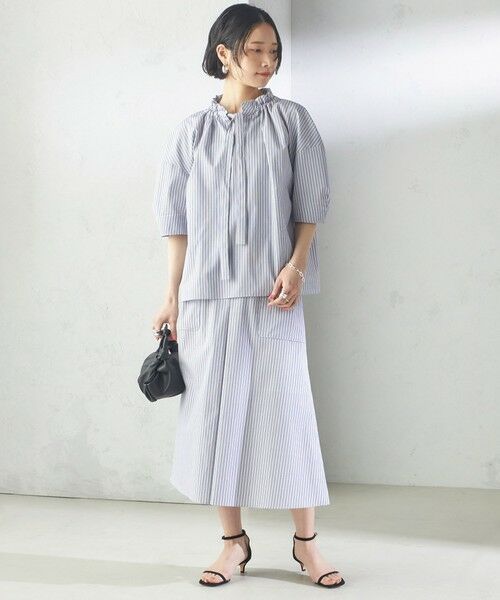 SHIPS / シップス ロング・マキシ丈スカート | 〈手洗い可能〉ストライプ フロント ポケット フレア スカート | 詳細15