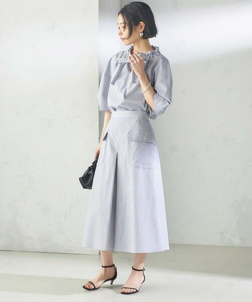 SHIPS / シップス ロング・マキシ丈スカート | 〈手洗い可能〉ストライプ フロント ポケット フレア スカート | 詳細3