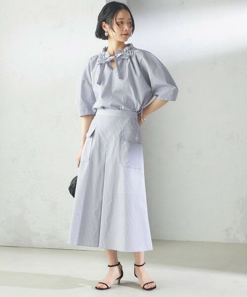 SHIPS / シップス ロング・マキシ丈スカート | 〈手洗い可能〉ストライプ フロント ポケット フレア スカート | 詳細7